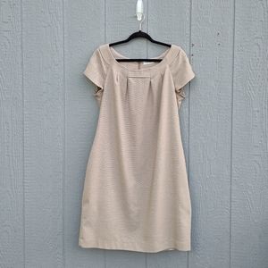 Calvin Klein Beige Tweed Shift Dress Size 14
